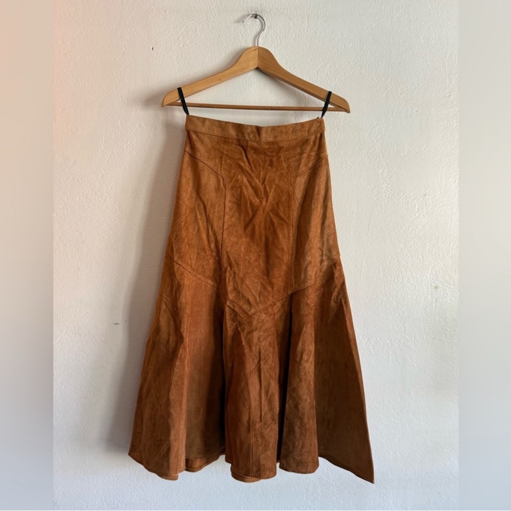 Brown A-Line Midi Skirt